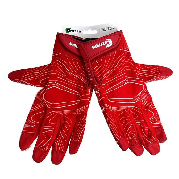 Cutters Game Day Receiver Gloves Adult Size L/XL Football NWT Red - Picture 2 of 4